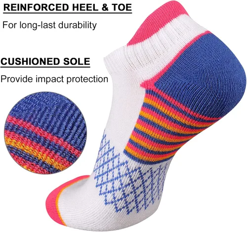 Miniatura 3 de eallco Calcetines de tobillo para mujer, calcetines deportivos acolchados con lengüeta, 6 pares