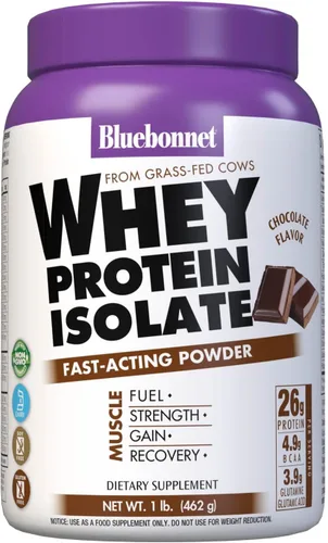 Miniatura 12 de Bluebonnet Nutrition Whey Protein - Polvo aislado de proteína de vacas alimentadas con pasto, sin azúcar añadido, sin gluten ni soja, lácteos