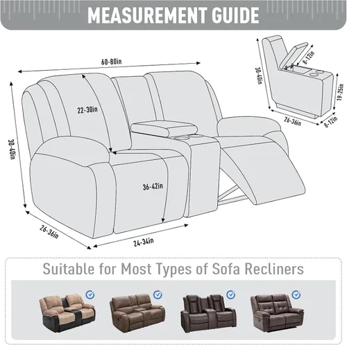 Miniatura 5 de TAOCOCO Funda para Sillón de Dos Plazas Reclinable con Consola Central, Funda Elástica para Sillón de Dos Plazas para Sofá Reclinable de 2 Asientos