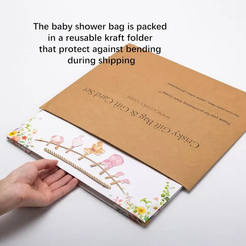 Miniatura 6 de Crisky Bolsa de regalo grande de 13 pulgadas para baby shower con papel de seda, tarjeta de regalo y lazo para decoraciones de baby shower, regalos