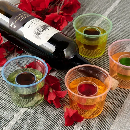 Miniatura 5 de JOLLY CHEF 100 vasos de bombardero desechables de plástico de color, altamente duraderos y reutilizables, perfectos para tomas de boda, día de San