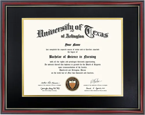 Miniatura 47 de GraduationMall Marco de diploma de certificado de 8.5 x 11, madera maciza y vidrio templado, acabado negro con ribete dorado