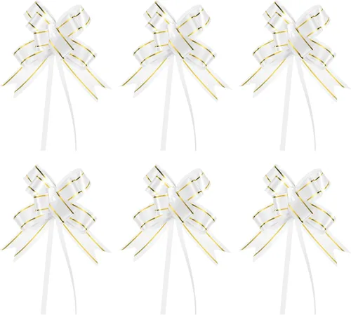 Miniatura 11 de PATIKIL Lazos de regalo, 100 unidades, canastas de regalo, lazos de envoltura de regalo, hilo dorado, lazos de regalo de Navidad a granel