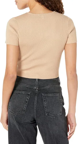 Miniatura 2 de Calvin Klein Camisa de manga corta acanalada con cuello redondo para mujer