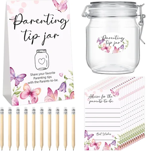Miniatura 9 de Roowest Tarjetas de consejos de Baby Shower para bebé para nuevos padres - Cartel de frasco de propinas para nuevos padres, 60 tarjetas de consejos