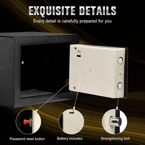 Miniatura 4 de Caja de seguridad electrónica con teclado y llaves, cajas de bloqueo de dinero, cajas de seguridad para el hogar, oficina, habitaciones de hotel