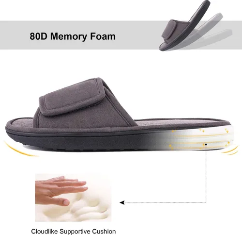 Miniatura 5 de Cómodas pantuflas de espuma viscoelástica para hombre, transpirables, microgamuza