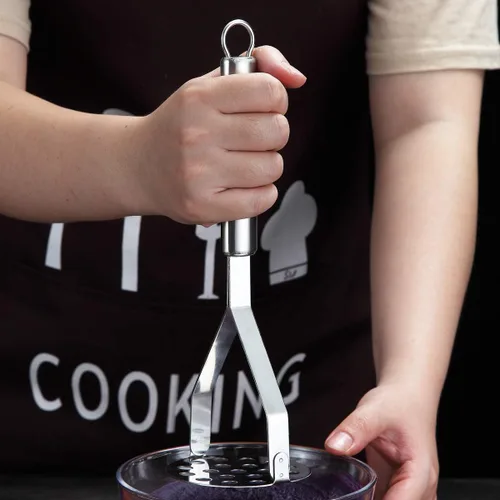 Miniatura 7 de Berglander - Triturador de patatas de acero inoxidable, resistente metal para papas, triturador de alimentos, triturador de mano, para verduras