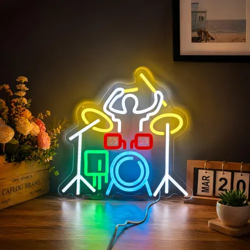Miniatura 10 de Letrero de neón de vinilo para tienda de discos, decoración musical para bar de dormitorio, decoración de fiesta de grabación, luz LED de pared