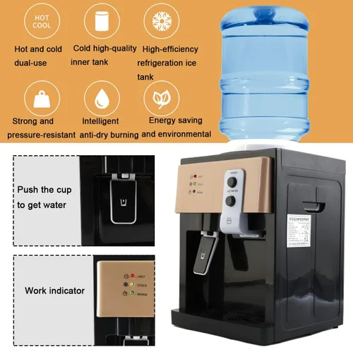 Miniatura 2 de Dispensador de agua de carga superior Dispensador de enfriador de agua para encimera, dispensador de agua caliente y fría, capacidad para botellas