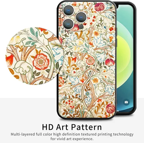 Miniatura 5 de Berkin Arts Funda de silicona compatible con iPhone 12 Pro Max con protector de pantalla de flores ornamentales intrincadas rosas