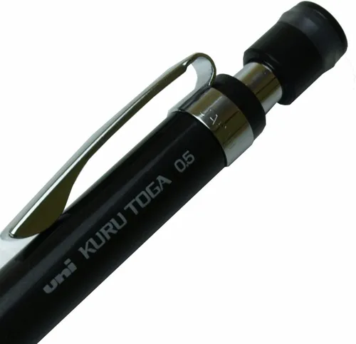 Miniatura 3 de Portaminas Uni Kuru Toga de 0,5 mm de alta calidad con rotación automática de plomo, negro (M510121P.24)