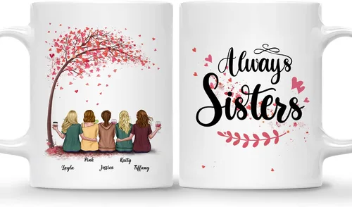 Miniatura 29 de Gossby - Taza de café personalizada para mujer, 2 unidades, con nombres personalizados Taza personalizada para dos mujeres, taza de café