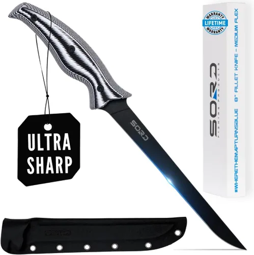 Miniatura 9 de SORD Cuchillo de filete – Cuchillos de filete de 5 a 9 pulgadas para peces – Cuchillo afilado para deshuesar – Pesca en agua salada y agua dulce
