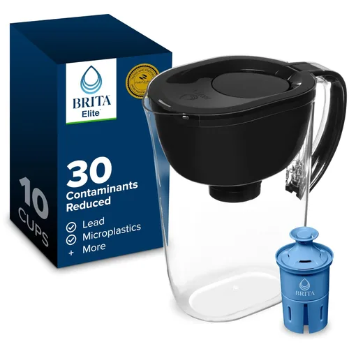Miniatura 11 de Jarra de filtro de agua Brita, filtro Everyday Elite, elimina el 99% del plomo, incluye 1 filtro, capacidad de 10 tazas, color blanco