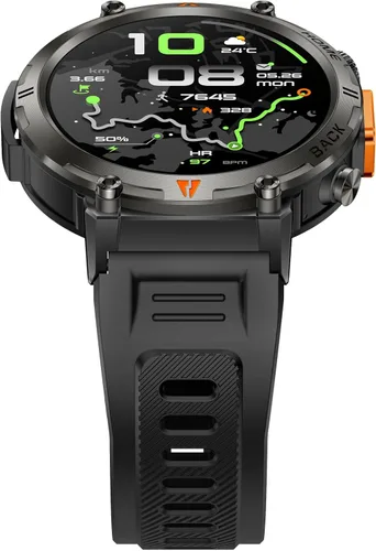 Miniatura 16 de Foxhawk Reloj inteligente militar para hombre, 1.45 pulgadas, resistente GPS, reloj inteligente táctico con brújula linterna LED, reloj de fitness