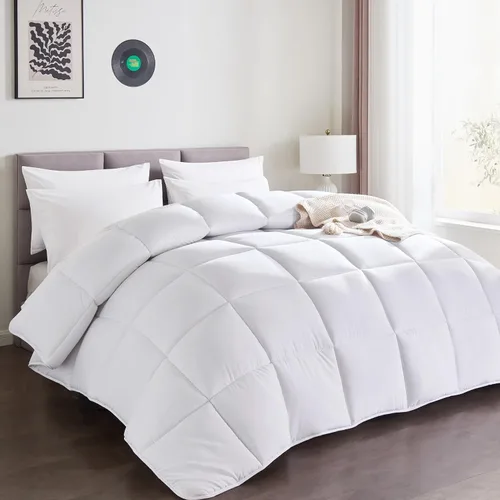 Edredón Tamaño King Inserto de Edredón Blanco, Edredón Alternativo de Plumón para Todas las Estaciones, Edredón de Ropa de Cama Acolchado Ultra