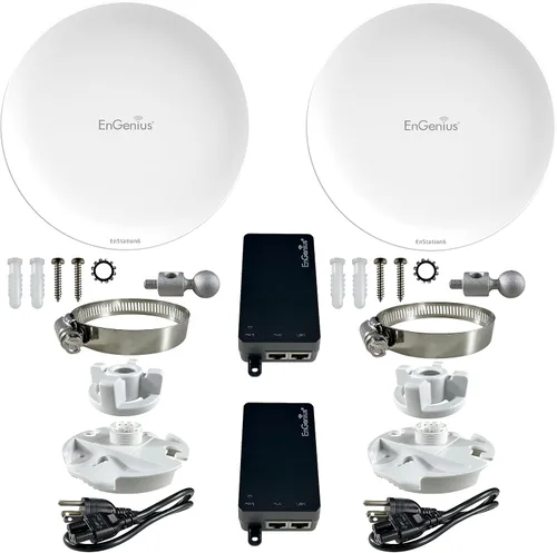 Miniatura 9 de EnGenius Wi-Fi 6 (802.11ax) 5GHz 1,200 Mbps, puente inalámbrico para exteriores 2x2, 26 dBm, antena direccional de alta ganancia de 19 dBi, carcasa