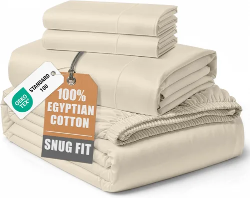 Miniatura 25 de Lane Linen Sábanas 100% de algodón egipcio, tamaño King, naturalmente transpirables y duraderas, cómodas para el invierno, ultra suaves, comodidad