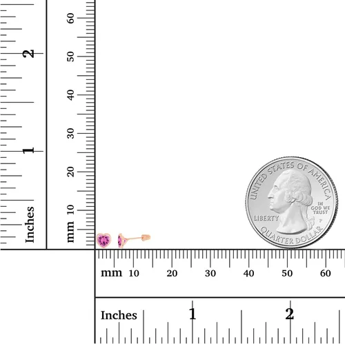 Miniatura 4 de Aretes de tuerca de oro macizo de 14 quilates, hipoalergénicos, de 0.157 in, con forma de corazón, bisel pulido y parte trasera de tornillo