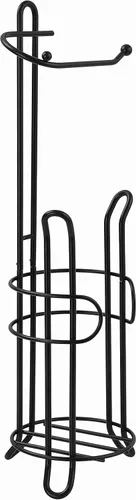 Miniatura 5 de SunnyPoint Soporte de papel higiénico independiente con almacenamiento, capacidad para 3 rollos de repuesto, acero resistente, acabado negro, fácil