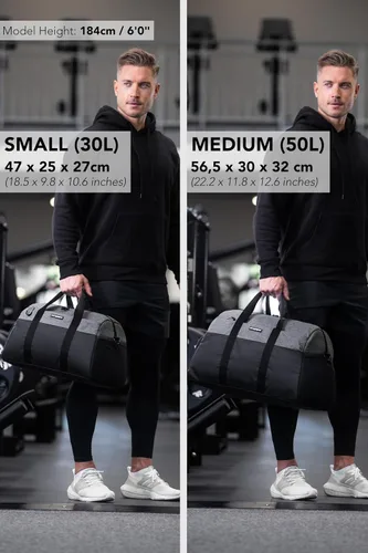 Miniatura 4 de Fitgriff Bolsa de gimnasio V2 para hombres y mujeres con compartimento para zapatos y artículos húmedos, bolsa de lona para viajes, deportes