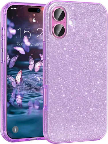Miniatura 30 de MATEPROX - Funda compatible con iPhone Air de 6.5' [2025], carcasa protectora de 3 capas con purpurina brillante y tendencia, anti-arañazos y a