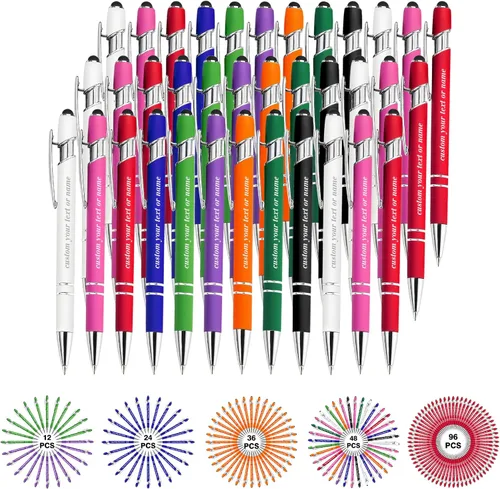 Miniatura 19 de Bolígrafos personalizados con nombre a granel, juego de bolígrafos personalizados, lápiz capacitivo grabado, logotipo, texto, regalo para negocios