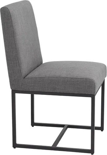 Miniatura 8 de 55 Downing Street Silla de comedor Myles de tela gris y metal negro