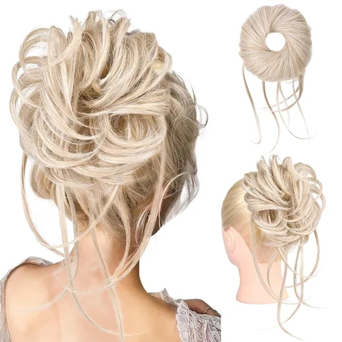 Miniatura 29 de HOOJIH Pieza de cabello estilo moño desordenado - Extensiones de cabello superlargas estilo moño rizado, envoltura de cabello ondulado, accesorio