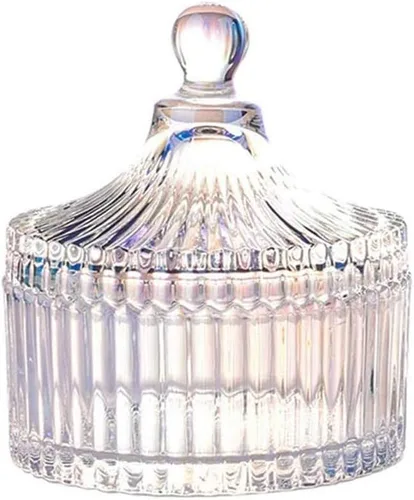Miniatura 8 de CHOOLD - Frasco para dulces con forma de tienda de campaña de cristal transparente de lujo con tapa, frasco de vidrio transparente de estilo Morado