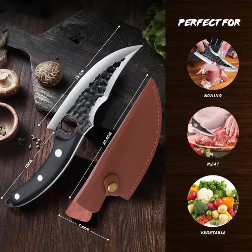 Miniatura 4 de Huusk - Cuchillo japonés versión mejorada, filete cavernícola vikingo, cuchillo de carnicero hecho a mano para cortar carne, cuchillo de cocina