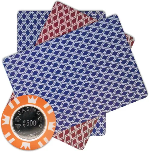 Miniatura 2 de Brybelly Fichas de póquer con incrustaciones de monedas, compuesto de arcilla pesada de 0.53 oz, paquete de 50 $500 Naranja