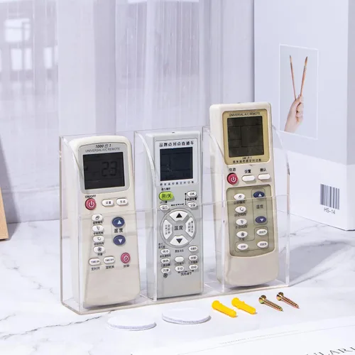 Miniatura 8 de Yeeco Soporte de acrílico para control remoto, 3 compartimentos, soporte de control remoto transparente, 7.9 pulgadas, 1.6 pulgadas, 5.6 pulgadas