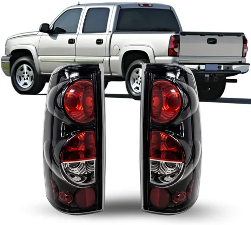 Luces de freno trasero, lámpara trasera ZMAUTOPARTS para pickup Chevy Silverado/GMC Sierra, Negro Negro brillante/transparente