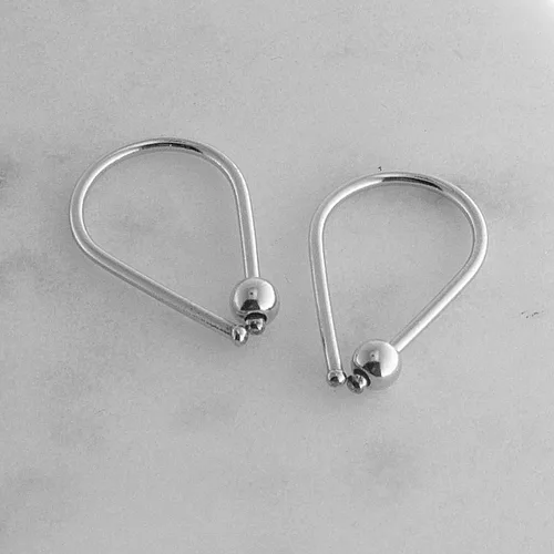Miniatura 16 de Aretes pequeños de plata de ley 21 GA de 0.472 in con gancho de arco de herradura