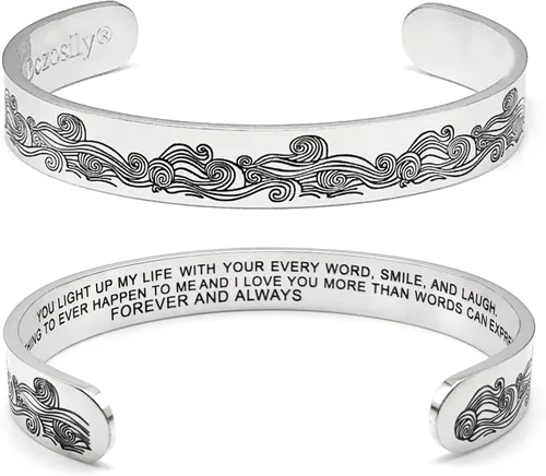 Miniatura 67 de Dczosily Pulseras inspiradoras para mujer, de acero inoxidable, pulseras motivacionales, regalos personalizados para mejores amigas