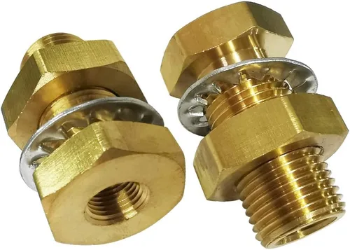 Miniatura 6 de Colocación de mamparo de latón de 1/4 de pulgada NPT hembra a granel, acoplamiento de mamparo (3/4-16UNF) 0.98 pulgadas macho, 15/16 pulgadas