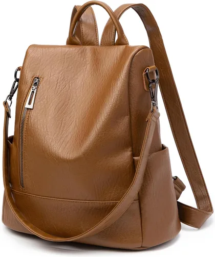 Miniatura 9 de Mochila de moda para mujer, mochila antirrobo de piel sintética, ligera, resistente al agua, color negro