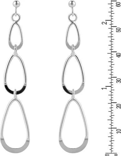 Miniatura 4 de Trendy Triple bucle gota Plata de ley 925. Post Dangle Earrings