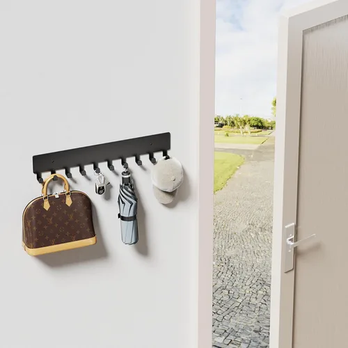Miniatura 2 de GTK Soporte para Llaves de Pared, Ganchos para Llaves con 10 Ganchos, Soporte de Llaves Montado en la Pared para Pasillo, Estante de Llaves