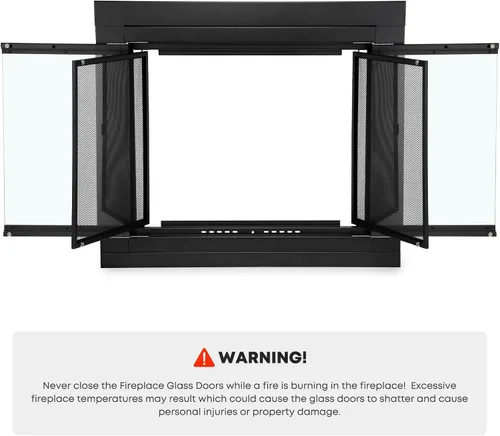 Miniatura 4 de Stanbroil Puerta estilo gabinete de cristal para chimenea, acabado negro, mediano, puerta de pantalla decorativa para chimenea accesorios