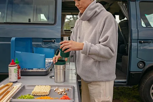 Miniatura 6 de Stanley Wildfare Go - Juego de cocina de acero inoxidable de 4 piezas con dos tazas Olla y tapa de 32 oz con mango plegable y de bloqueo 2 tazas