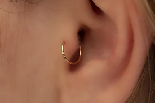 Miniatura 4 de Aretes de aro de oro de plata – Aretes de aro para mujer, dos piezas de aros de plata fina rellenos de oro, aro de hélice, anillo de tragus, aro