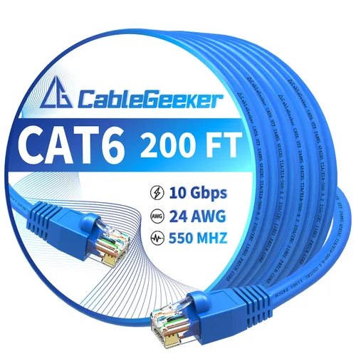 Miniatura 44 de Cable Ethernet Cat 6 de 100 pies, para interiores y exteriores, red de Internet de alta velocidad de 10 Gbps, cable de conexión Ethernet plano