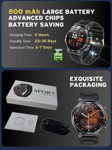 Miniatura 8 de Fitness Smart Watch for Men Women, Bluetooth Calling & 1.8" AMOLED, SpO2/Heart Rate/Sleep Tracker, 100+ Workout Modes, IP67 Waterproof, 7+Day Black