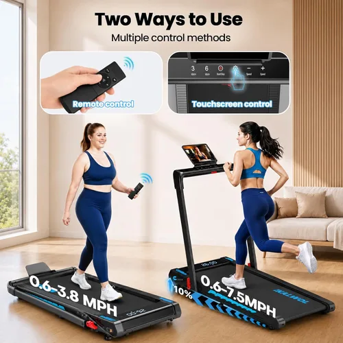 Miniatura 8 de Cinta de correr con altavoz, caminadora plegable 6 en 1 de 7.5 MPH para el hogar con aplicación compatible, almohadilla para caminar con 10%