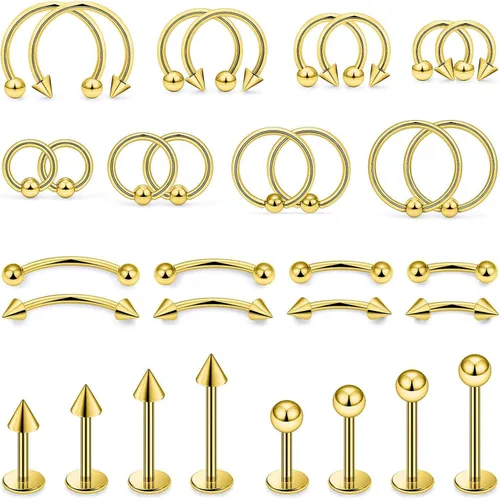 Miniatura 8 de 16G 20G Anillos de labio de herradura, septum, nariz, anillos de tragus de acero quirúrgico, hélice, caracola, torre, daith, snug, cartílago