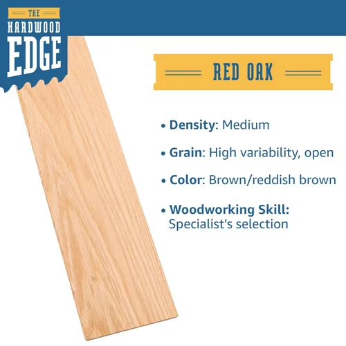 Miniatura 3 de Tablones de roble rojo – Paquete de 2 piezas de madera de roble sin terminar – 1/8 de pulgada (0.118 in) 100% madera dura pura – Grabado láser