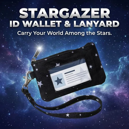 Miniatura 3 de DQL Cartera con tarjetero con estampado de estrellas y cordón, cartera pequeña para tarjetas de crédito para mujer, llavero